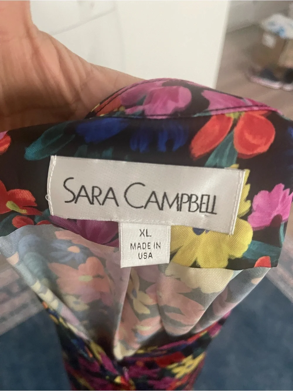 Sara campbell flower print blouse size xl - Picture 4 of 5